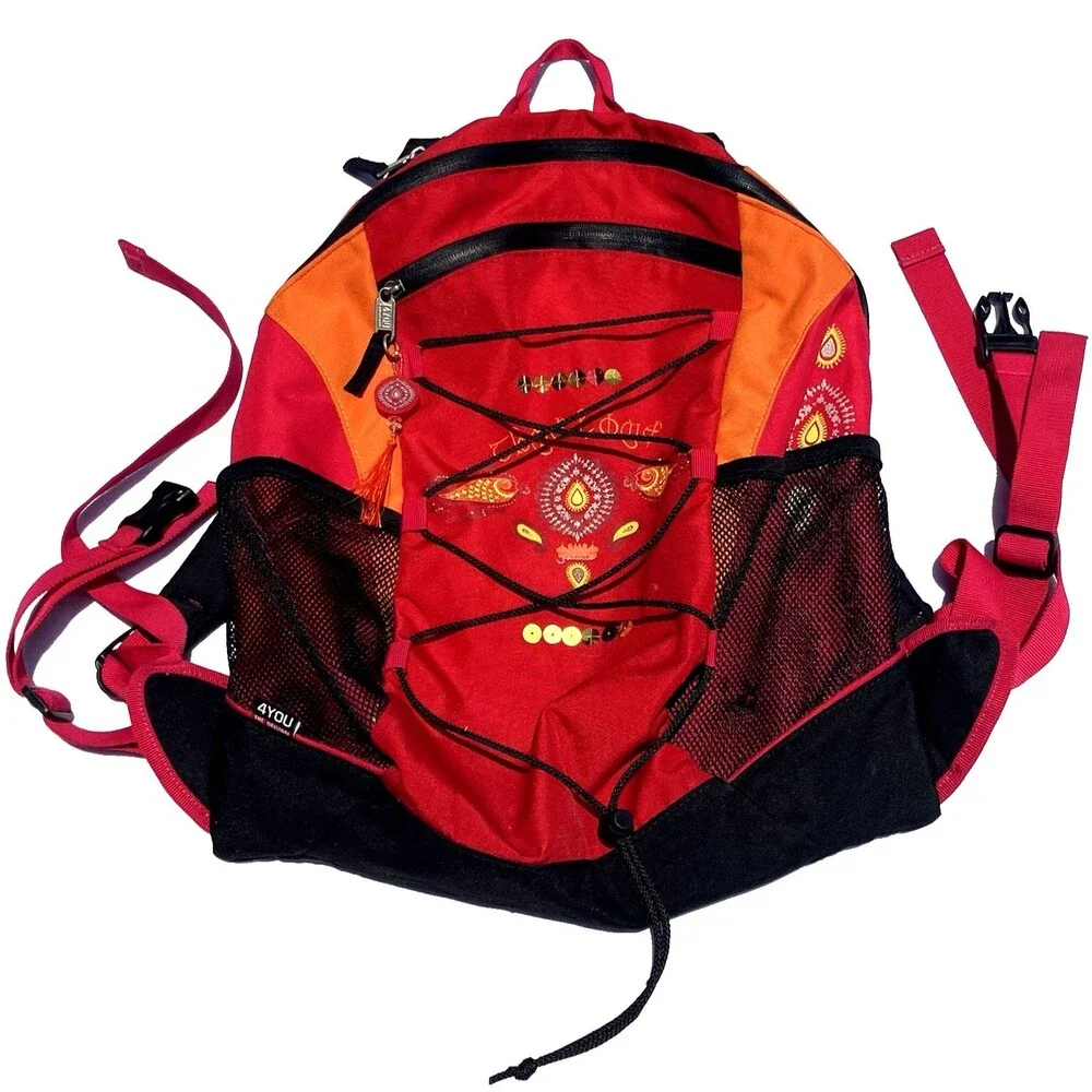 4YOU Vintage Backpack True Love Embroidered Fish 20 in Daypack School Germany